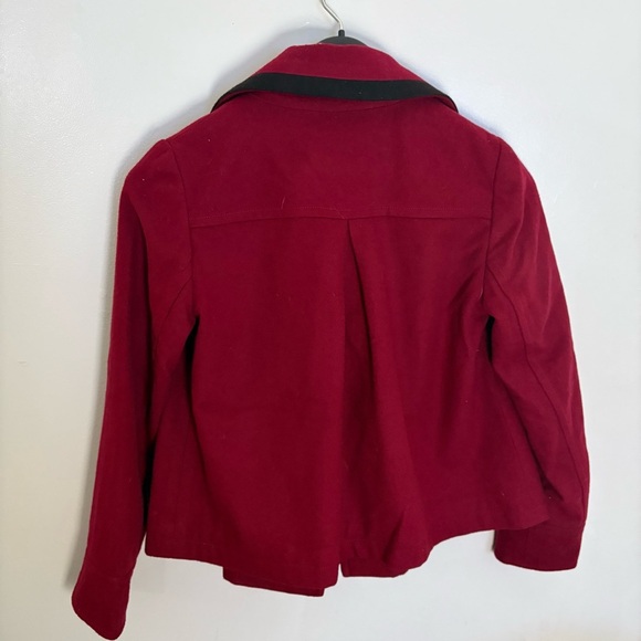 Boden Collared Wool-Blend Double Breasted Pea Coat Jacket Size 8 Red & Black - Picture 12 of 12